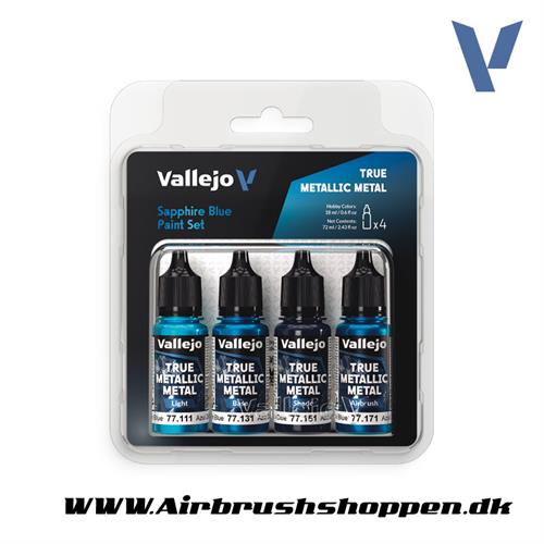 77.256 Sapphire Blue Paint Set 4x18ml - True Metallic Metal